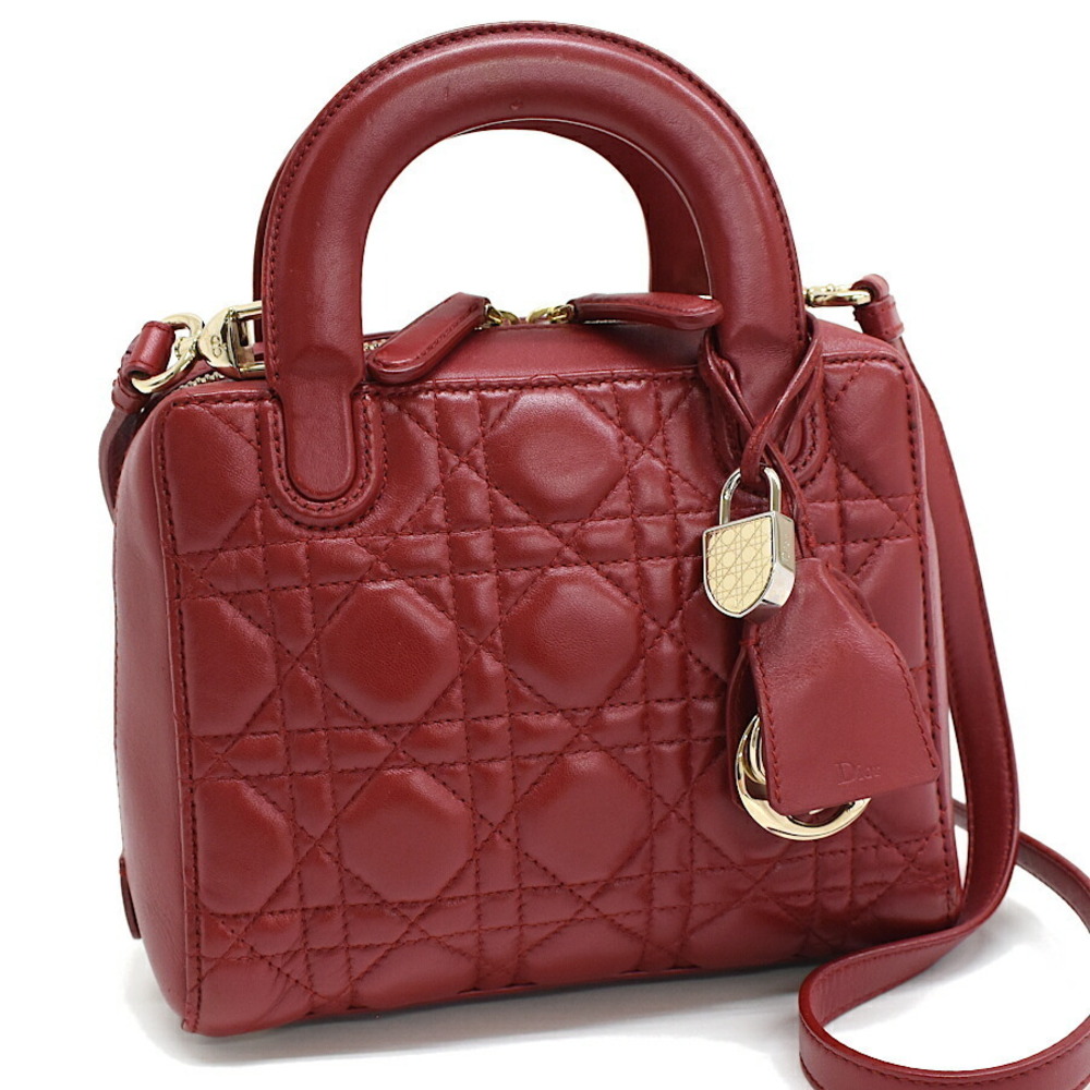 Christian Dior Lily handbag Lady Cannage leather red